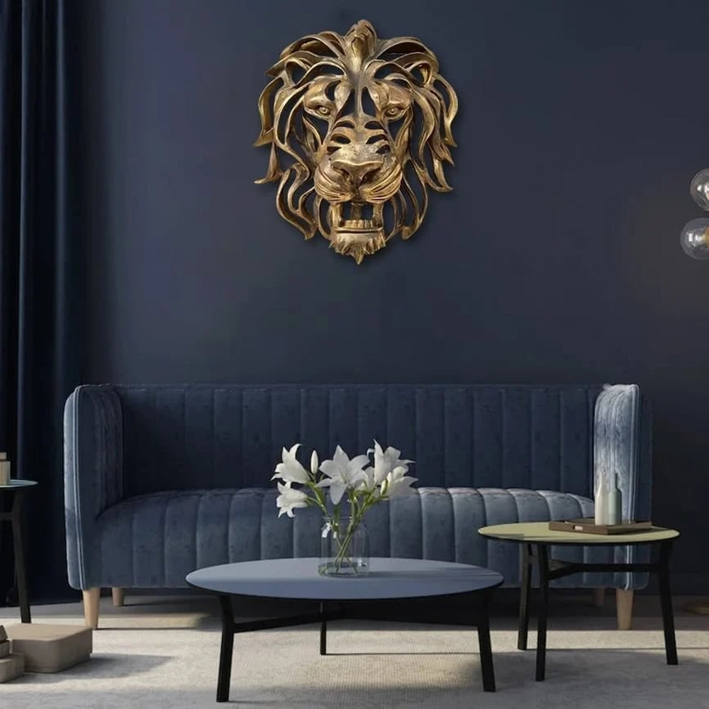 Strong Metal Lion Head Wall Decoration Elegant - Image 5