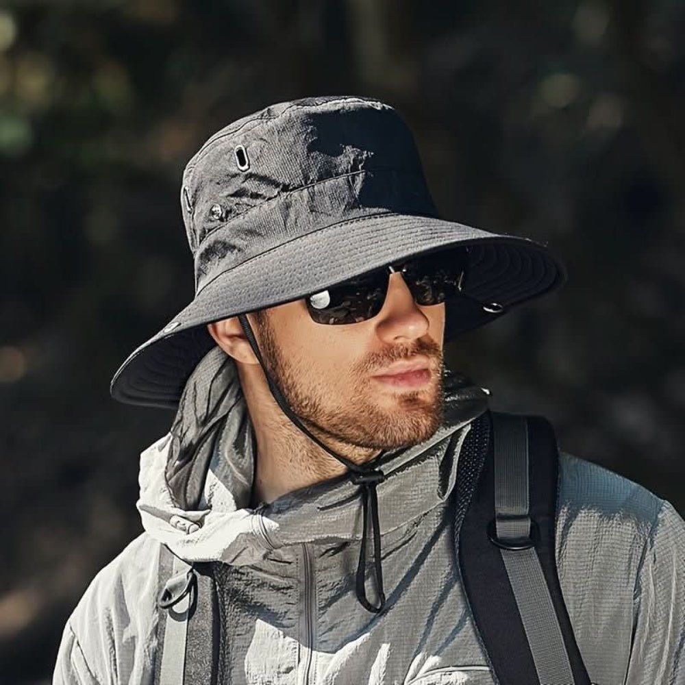 Sun Hat Wide Brim Outdoor Hat Foldable Chin Strap - Image 1