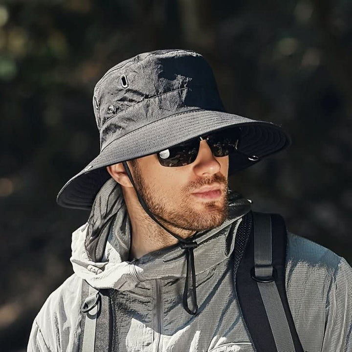 Sun Hat Wide Brim Outdoor Hat Foldable Chin Strap - Image 1