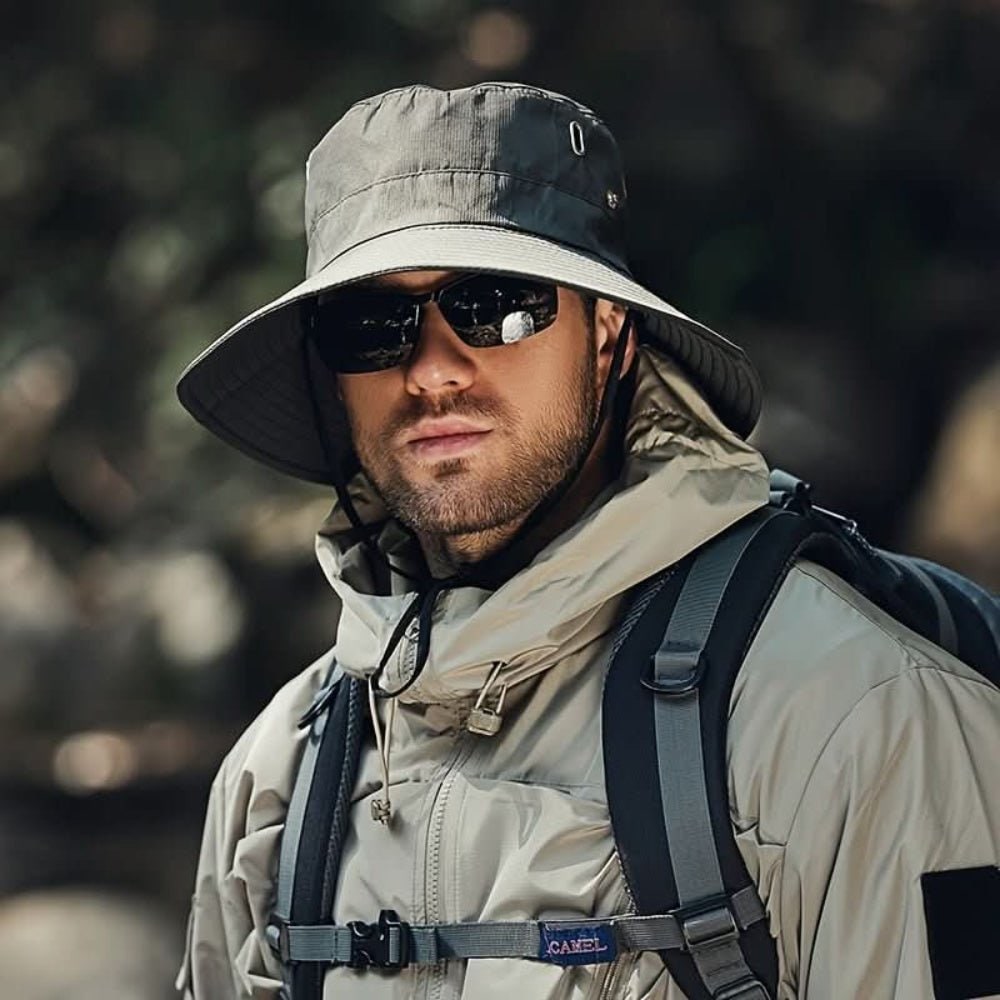 Sun Hat Wide Brim Outdoor Hat Foldable Chin Strap - Image 2