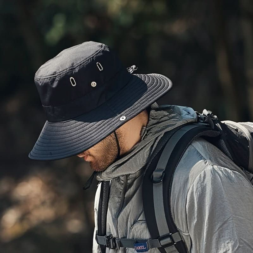 Sun Hat Wide Brim Outdoor Hat Foldable Chin Strap - Image 4