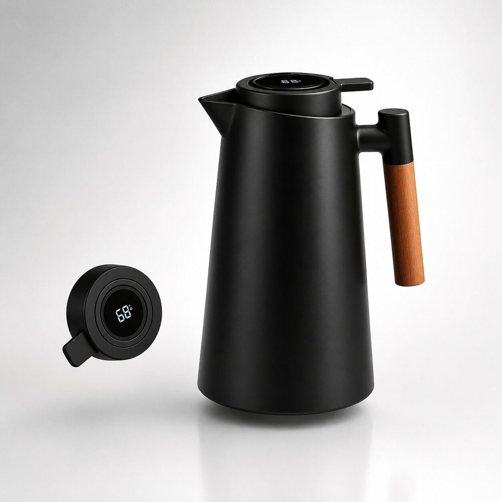 Thermal Coffee Carafe With Temperature Display 1 Liter Drip-Free Pouring - Image 1