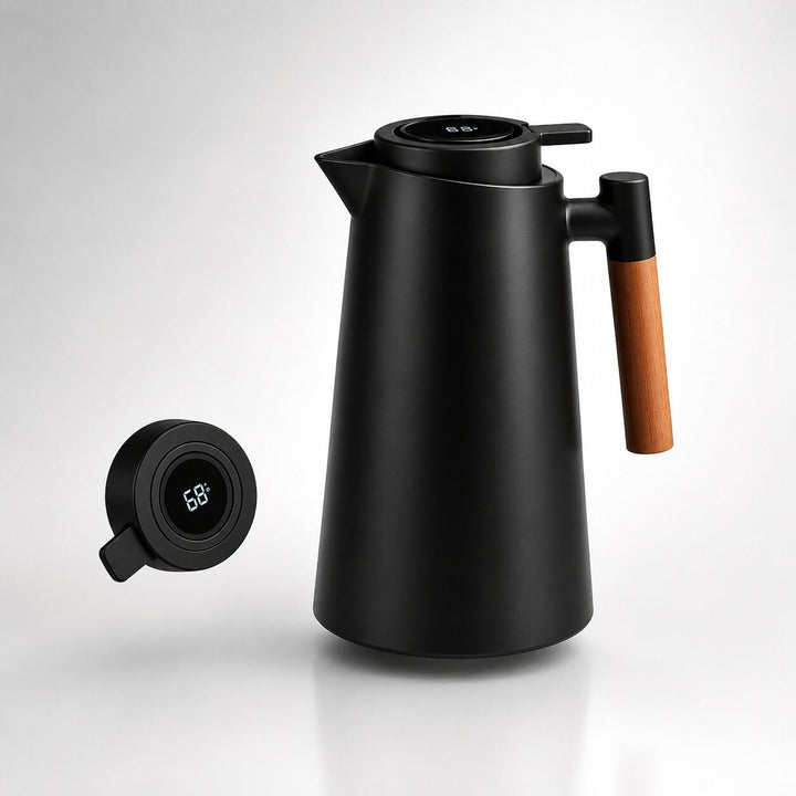 Thermal Coffee Carafe With Temperature Display 1 Liter Drip-Free Pouring - Image 1