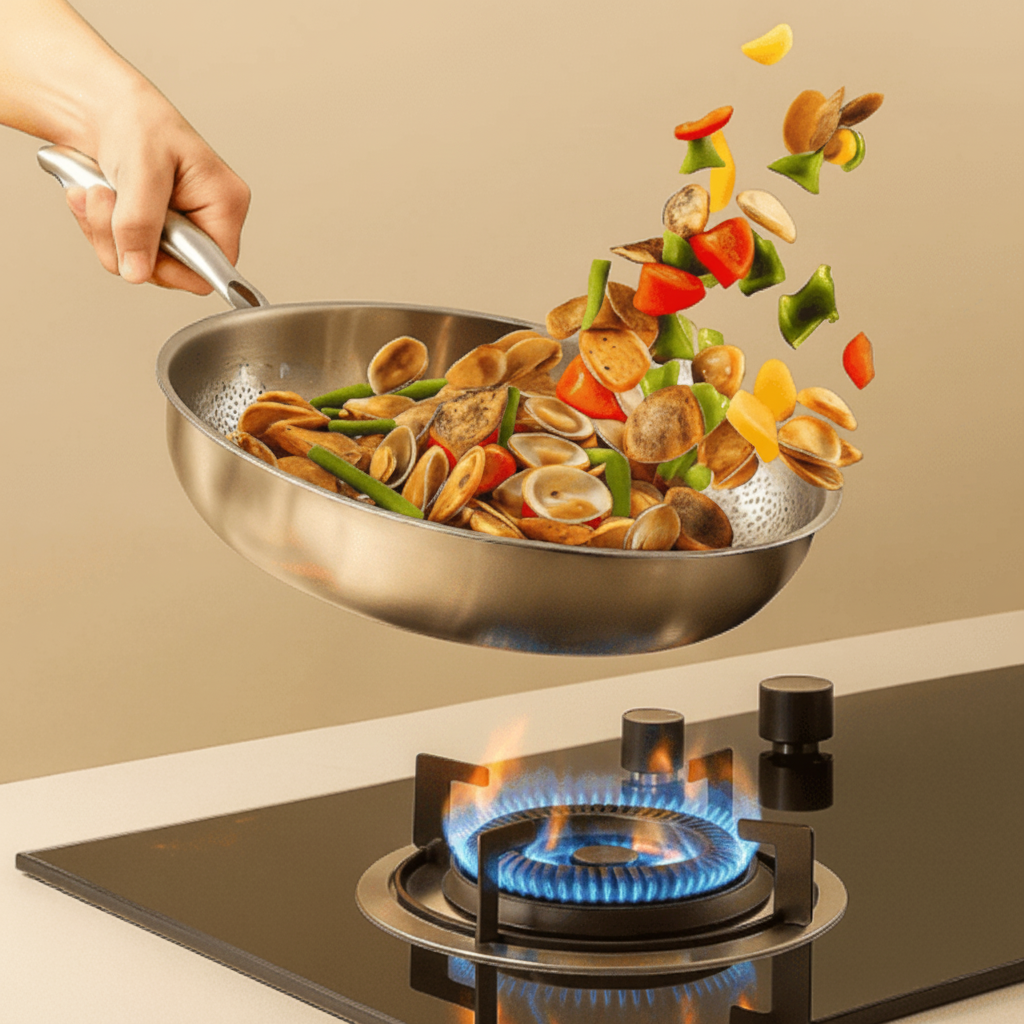 Padella in Acciaio Inossidabile Titanio per Cucina a Induzione