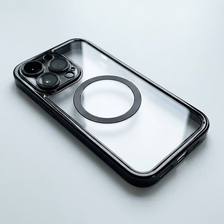 Transparent iPhone Case Magnetic With Electroplated Metal Bumper - Image 1