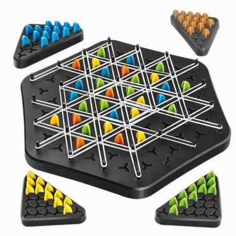 Triangle Strategy Board Game Build Triangles By Placing Lines Over Pegs - Image 5