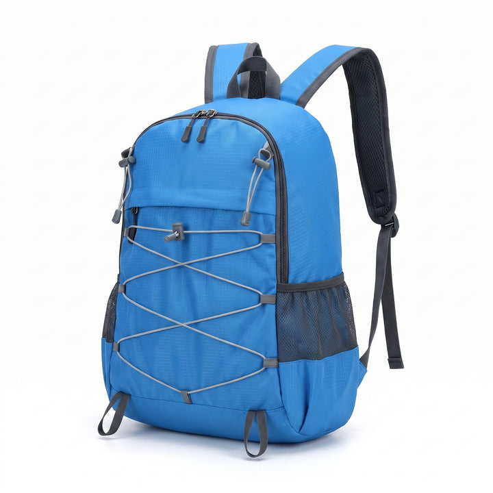 Lightweight Backpack with Adjustable Compact Design and Cord-Closure - Gray