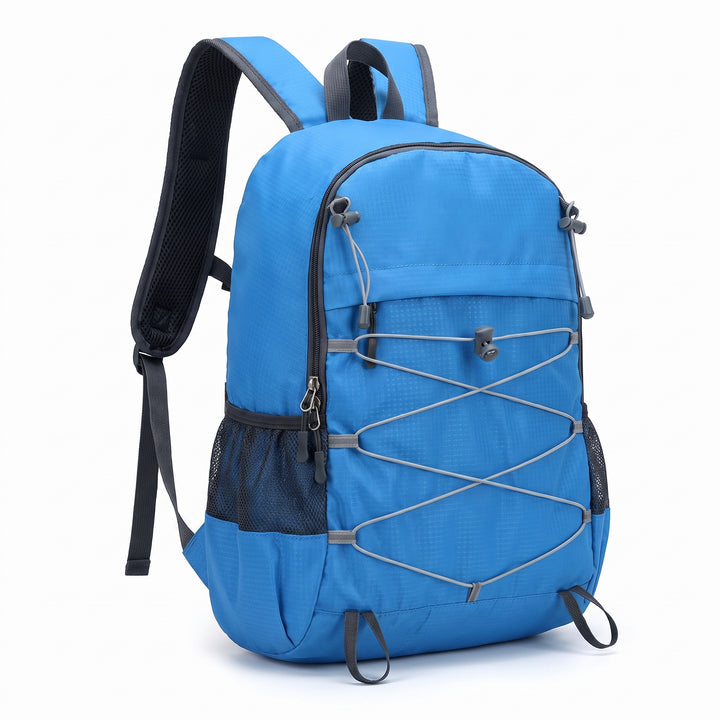 Lightweight Backpack with Adjustable Compact Design and Cord-Closure - Light Green