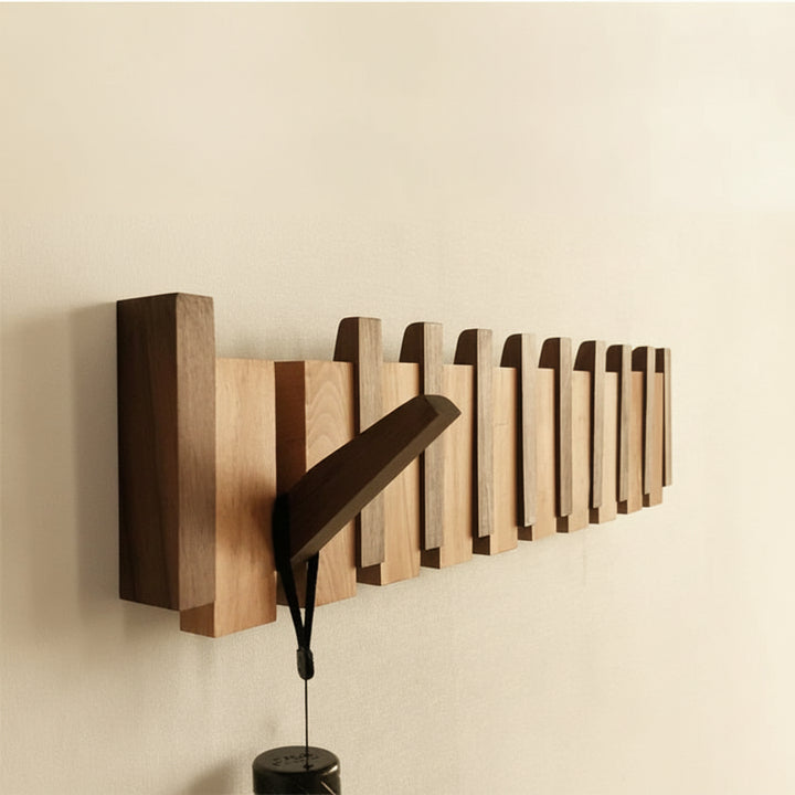 Wall-Mounted Coat Rack Wooden Entryway 6 Hooks Design - Image 10