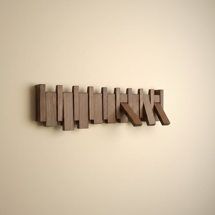 Wall-Mounted Coat Rack Wooden Entryway 6 Hooks Design - Image 11