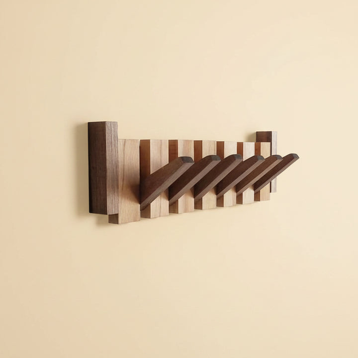 Wall-Mounted Coat Rack Wooden Entryway 6 Hooks Design - Image 7