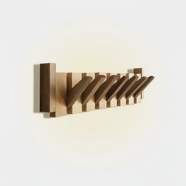 Wall-Mounted Coat Rack Wooden Entryway 6 Hooks Design - Image 8