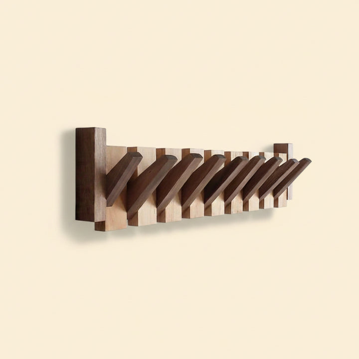 Wall-Mounted Coat Rack Wooden Entryway 6 Hooks Design - Image 9