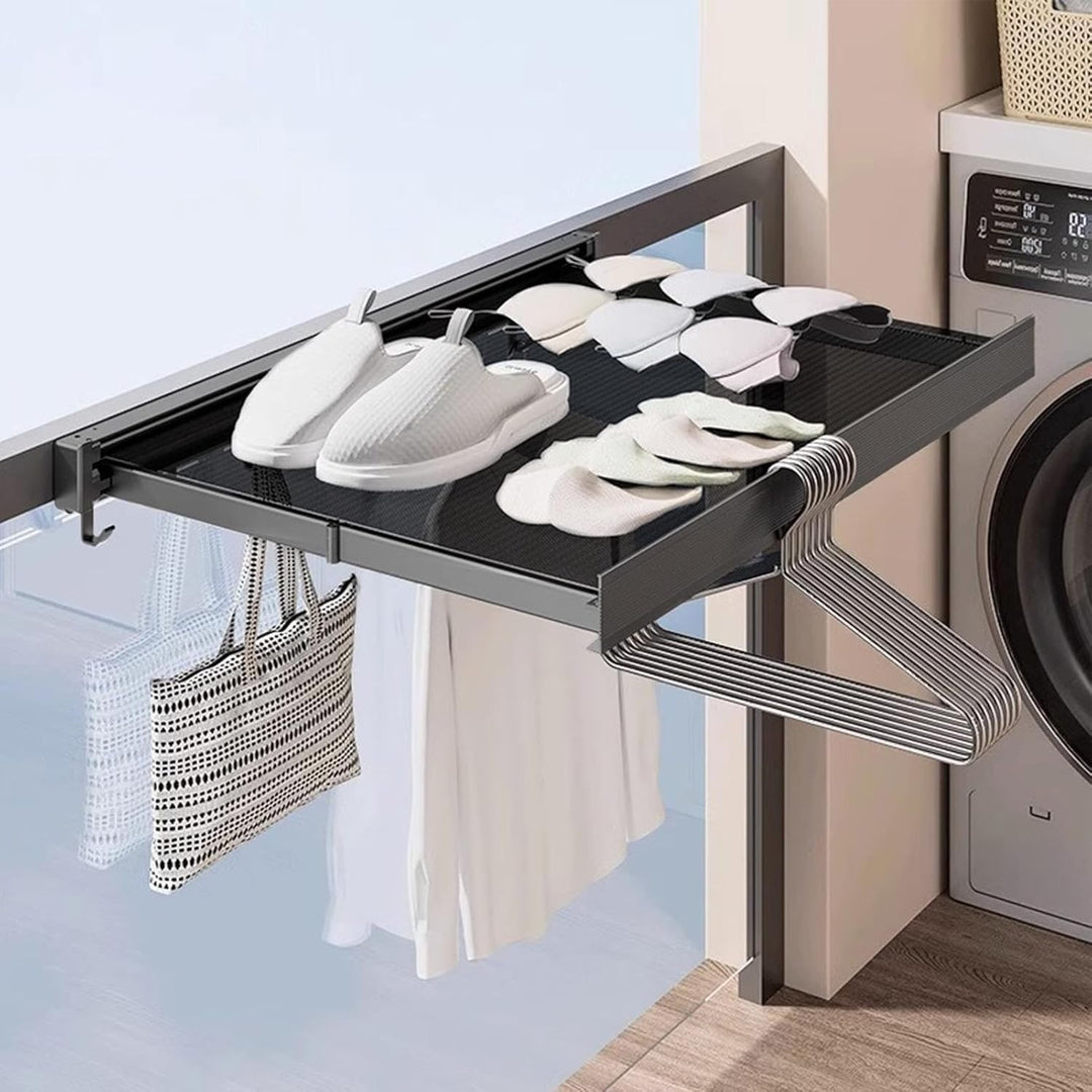 Wall Mounted Drying Rack Foldable Drying Rack With Mesh Surface And Hooks Space-Saving Wall Mount Design - Image 2