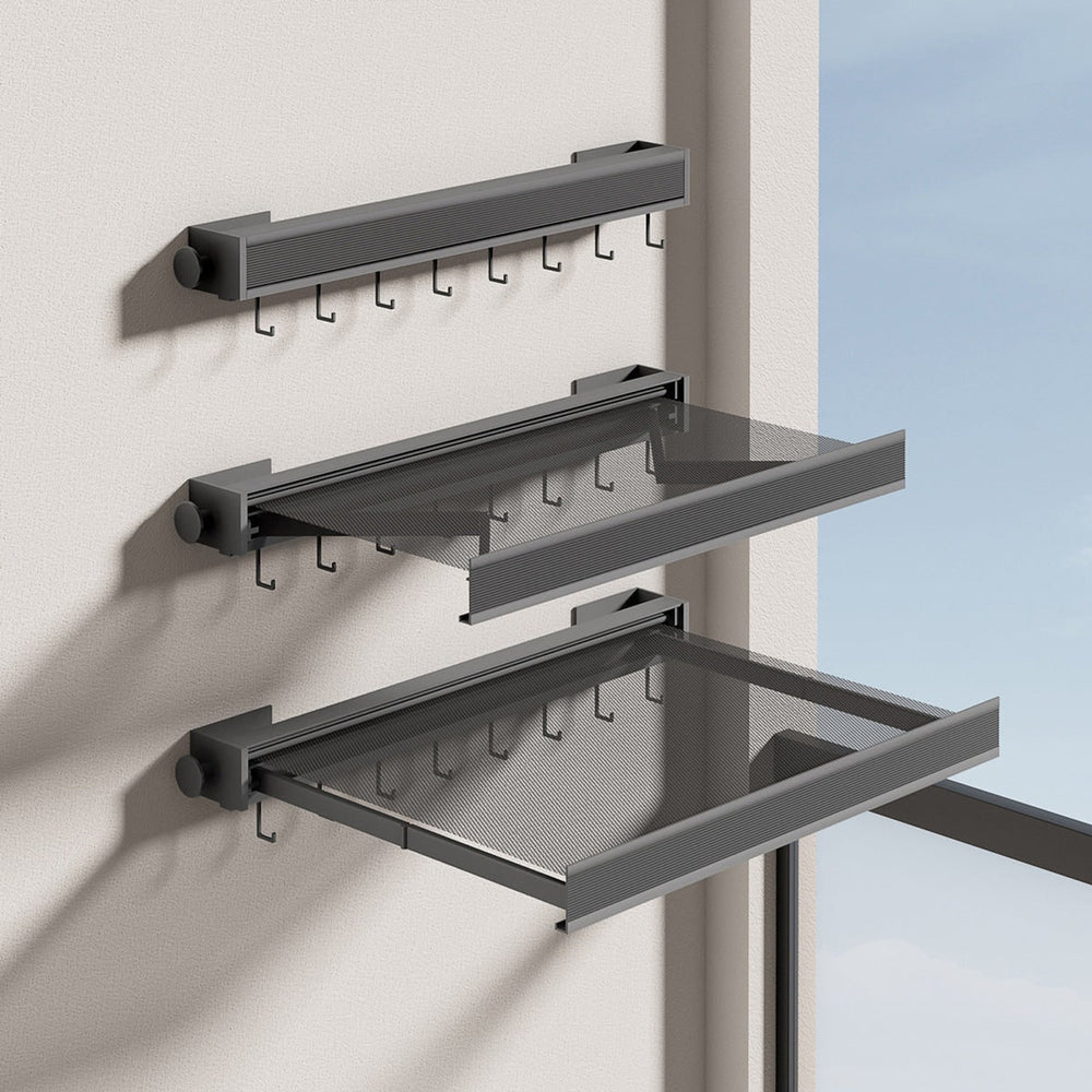 Wall Mounted Drying Rack Foldable Drying Rack With Mesh Surface And Hooks Space-Saving Wall Mount Design - Image 4