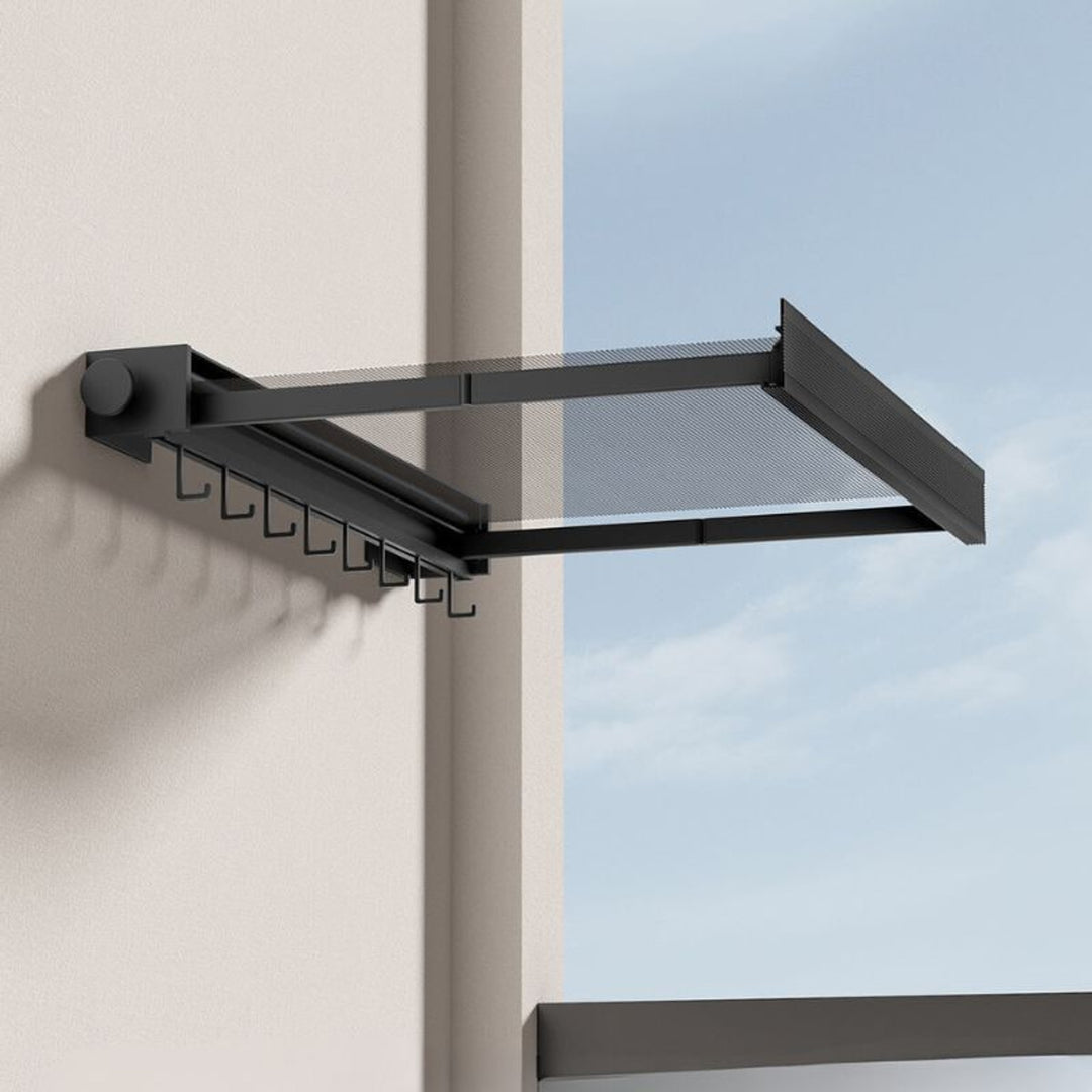 Wall Mounted Drying Rack Foldable Drying Rack With Mesh Surface And Hooks Space-Saving Wall Mount Design - Image 5
