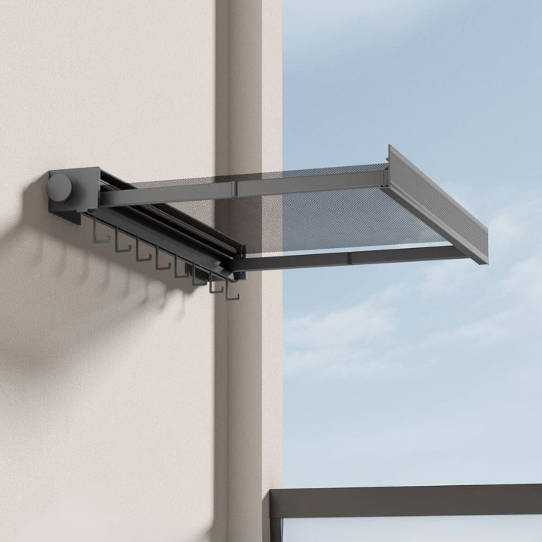 Wall Mounted Drying Rack Foldable Drying Rack With Mesh Surface And Hooks Space-Saving Wall Mount Design - Image 6