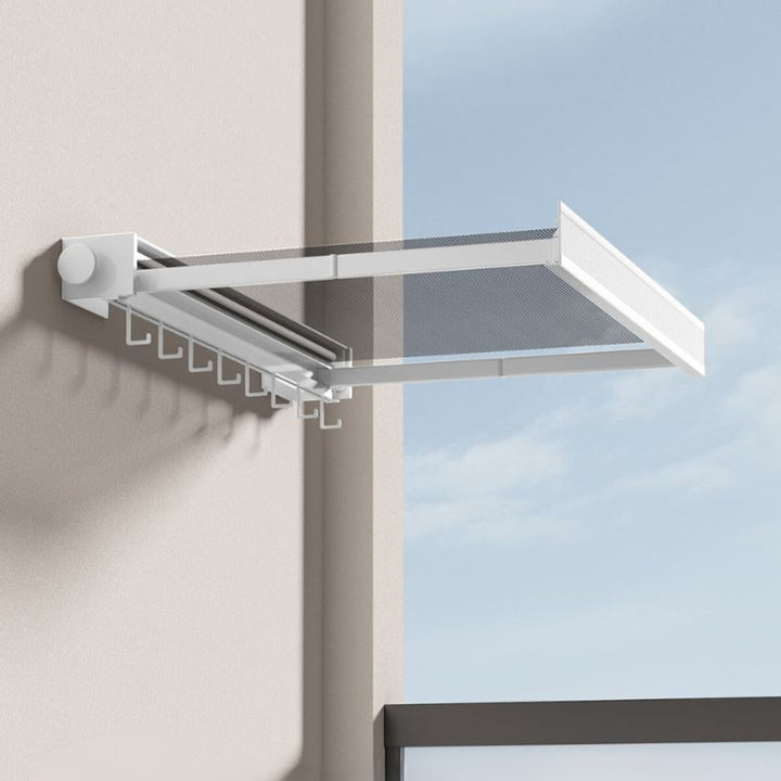 Wall Mounted Drying Rack Foldable Drying Rack With Mesh Surface And Hooks Space-Saving Wall Mount Design - Image 7