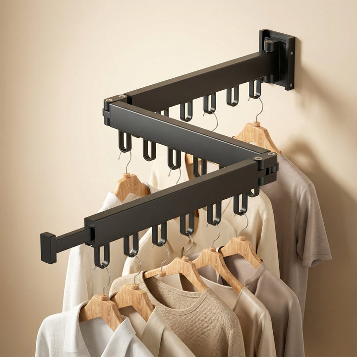 Wall Mounted Drying Rack Retractable Garment Drying Rack With Space-Saving Foldable Design And Robust Construction - Image 1