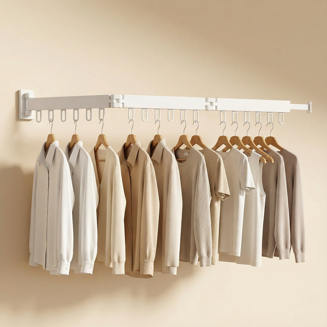 Wall Mounted Drying Rack Retractable Garment Drying Rack With Space-Saving Foldable Design And Robust Construction - Image 5