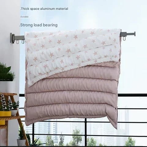 Wall Mounted Drying Rack With Retractable 3-Fold Bar And High Load Capacity Folds Compactly Against Wall For Space-Saving Storage - Image 14