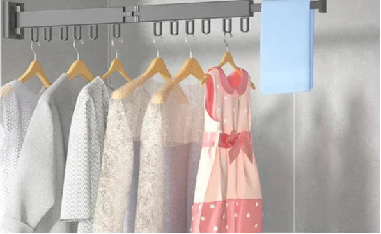 Wall Mounted Drying Rack With Retractable 3-Fold Bar And High Load Capacity Folds Compactly Against Wall For Space-Saving Storage - Image 2