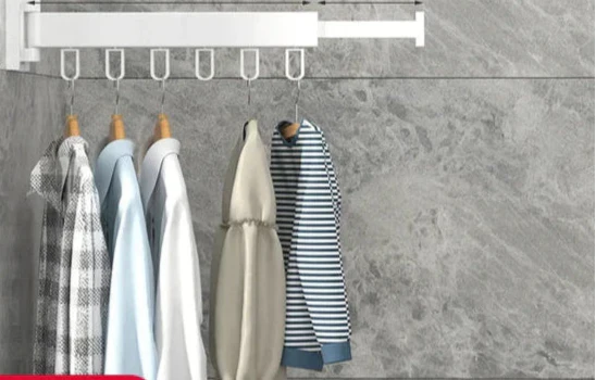 Wall Mounted Drying Rack With Retractable 3-Fold Bar And High Load Capacity Folds Compactly Against Wall For Space-Saving Storage - Image 9