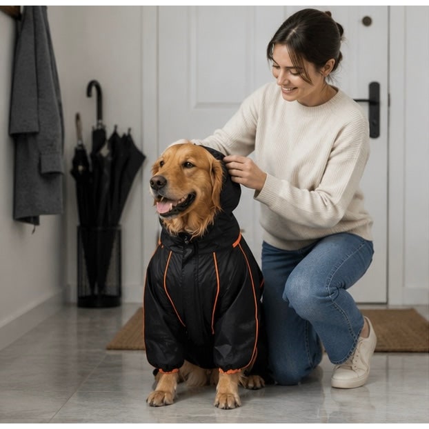 Waterproof Dog Raincoat With Legs For Large Dogs Windproof Snowproof Pet Jacket - Image 12