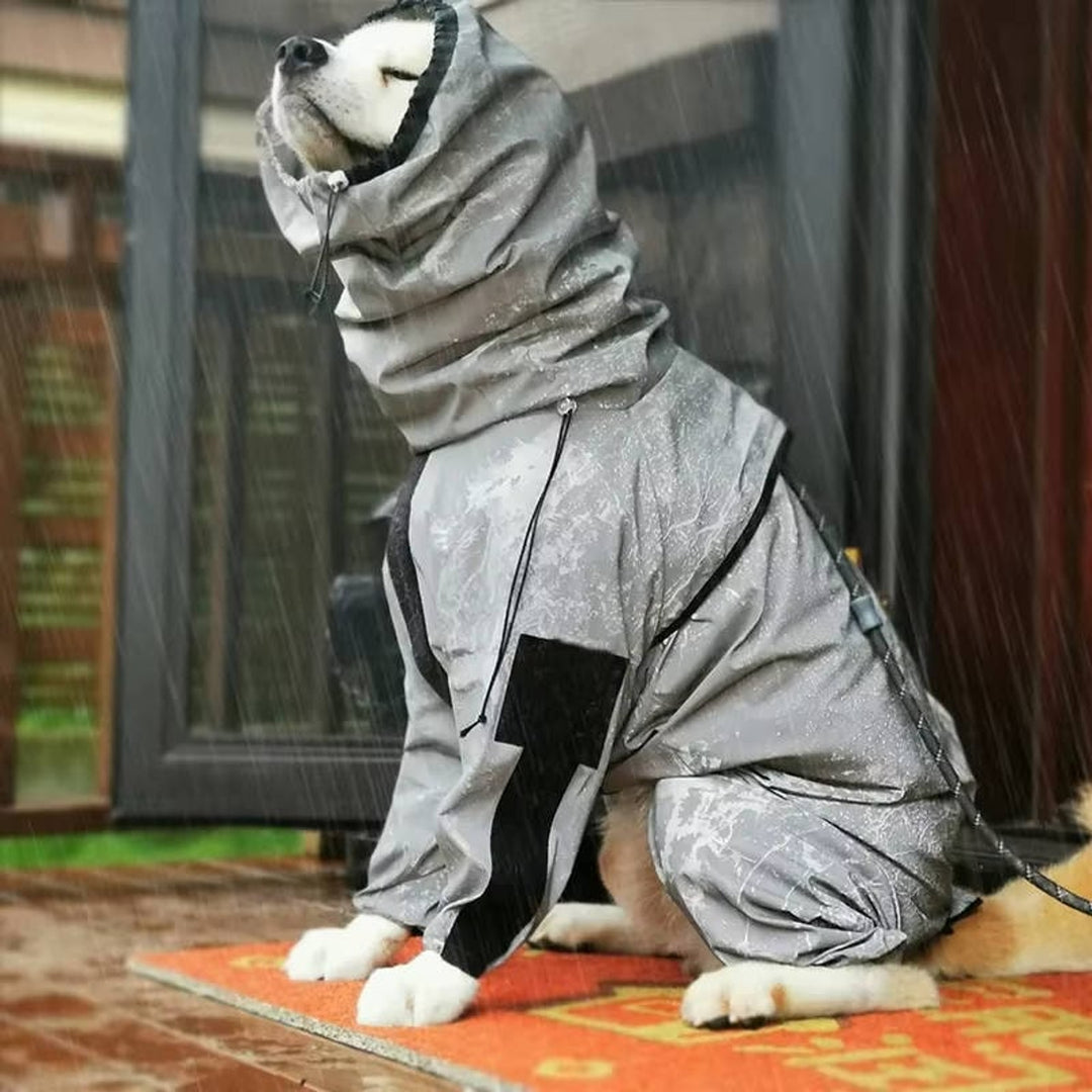 Waterproof Full Body Dog Raincoat With Reflective Strips And Storage Pocket - Image 1