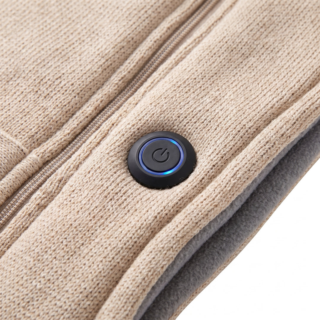 Wearable Heated Blanket with Supportive Poncho Wrap and Zipper Front - detail