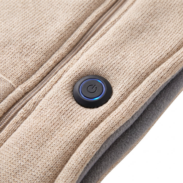 Wearable Heated Blanket with Supportive Poncho Wrap and Zipper Front - detail