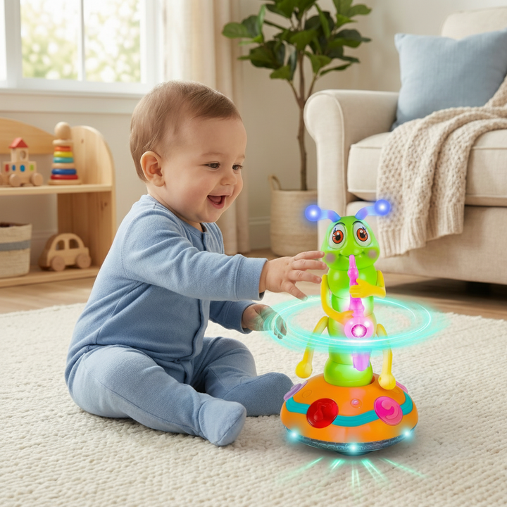Musical Crawling Baby Toy Spinning Caterpillar with Lights
