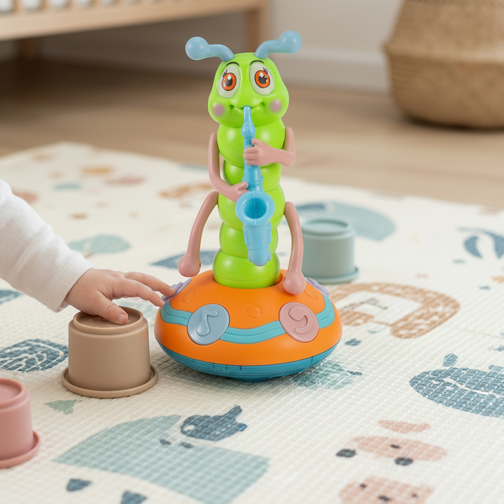 Musical Crawling Baby Toy Spinning Caterpillar with Lights