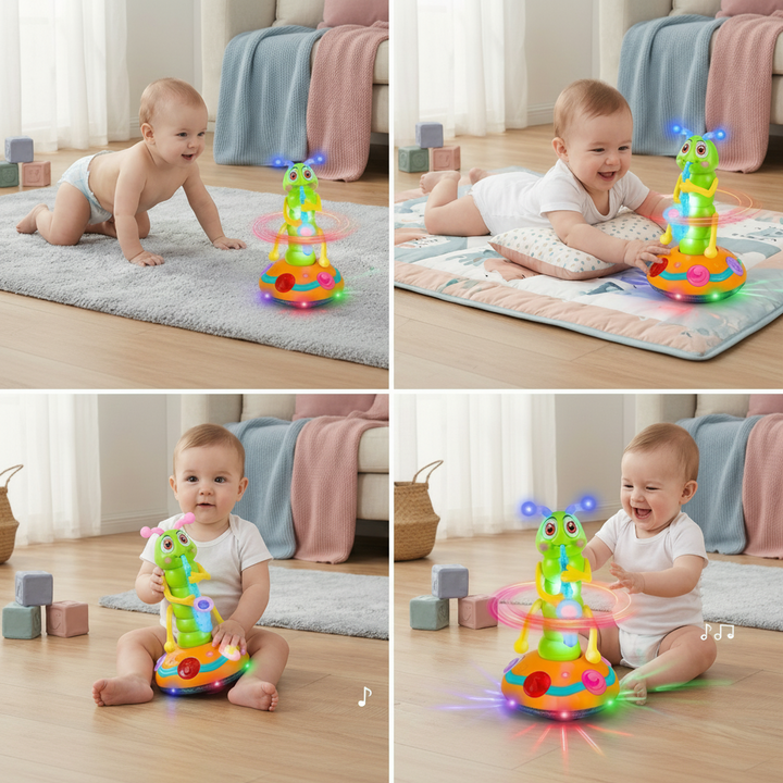 Musical Crawling Baby Toy Spinning Caterpillar with Lights
