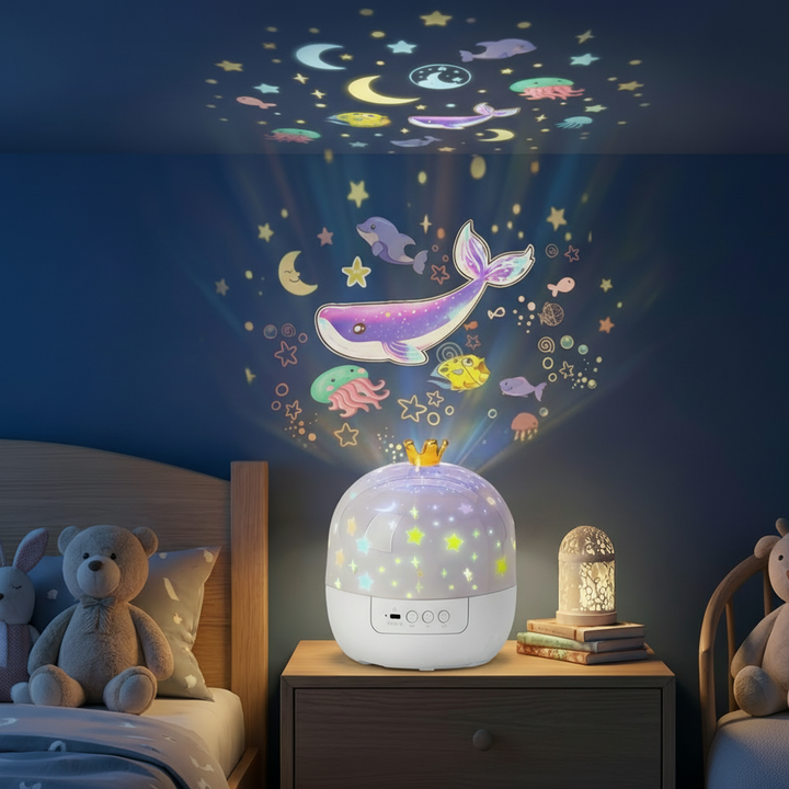 Sterrenprojector voor kinderen – LED nachtlampje met thema-schijven