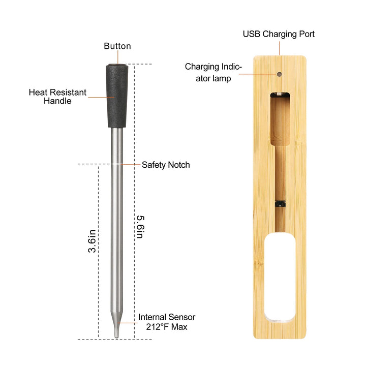 Wireless Bluetooth Meat Thermometer With IP67 Waterproof Design For Grilling And Oven Cooking - Image 3