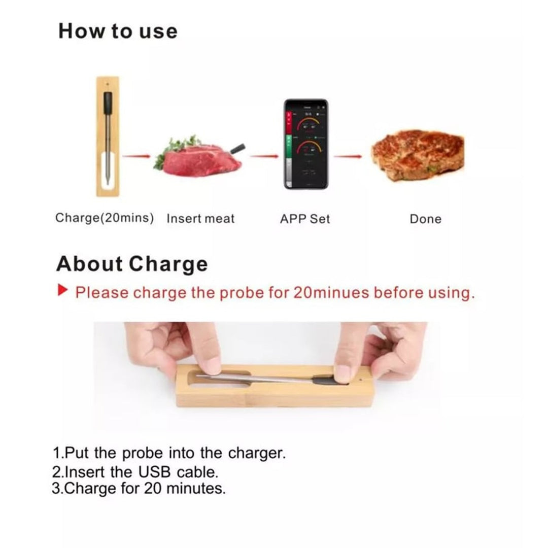 Wireless Bluetooth Meat Thermometer With IP67 Waterproof Design For Grilling And Oven Cooking - Image 4