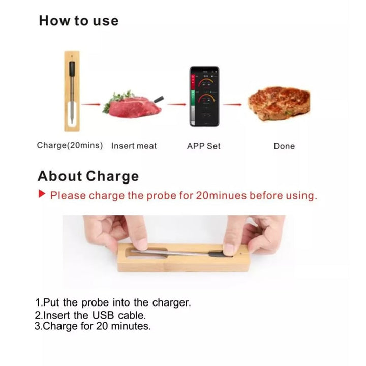 Wireless Bluetooth Meat Thermometer With IP67 Waterproof Design For Grilling And Oven Cooking - Image 4