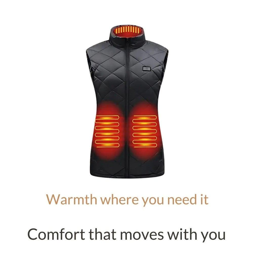 Women Heated Vest USB Rechargeable Slim Fit Quilted Gilet With Stand Collar And Windproof Fabric - Image 3