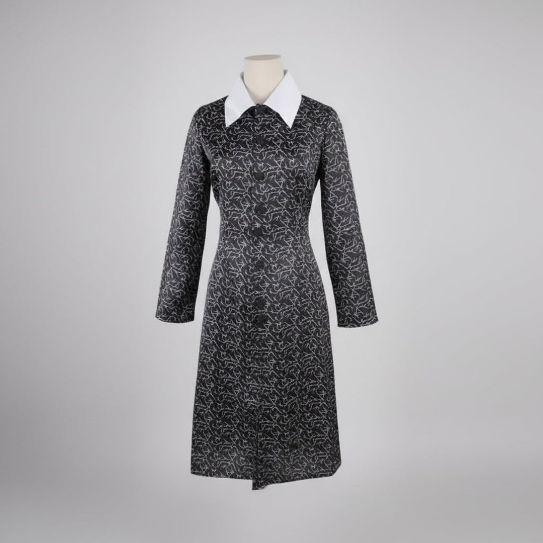 Women's Halloween Costume Gothic Schoolgirl Dress With White Collar And Long Sleeves For Iconic Aesthetic - Image 3