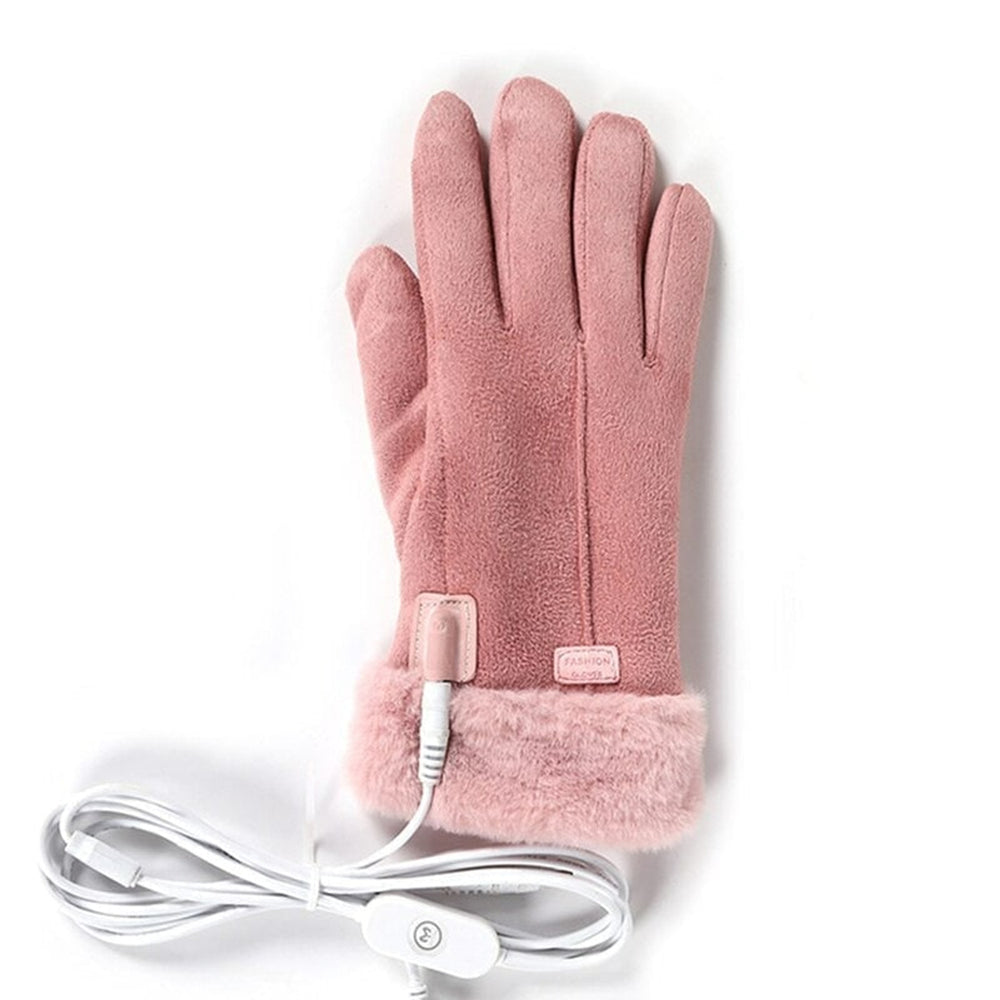 Women's Heated Gloves With Faux Fur Cuffs And Fleece Lining Featuring USB Electric Heating For Winter - Image 1