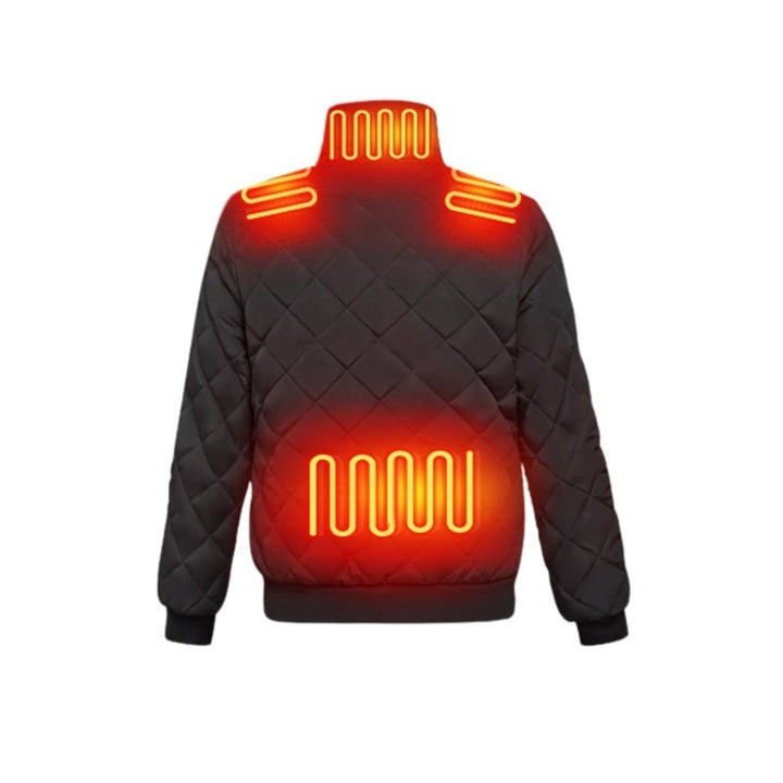 Women's Heated Winter Jacket With Electric Heating Zones Quilted Diamond Stitch And Stand Collar - Image 6