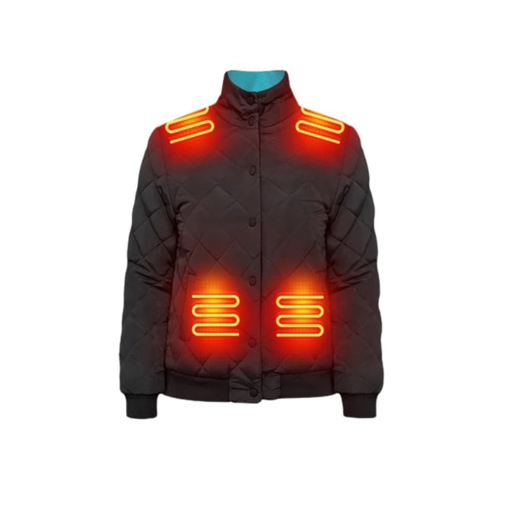 Women's Heated Winter Jacket With Electric Heating Zones Quilted Diamond Stitch And Stand Collar - Image 5