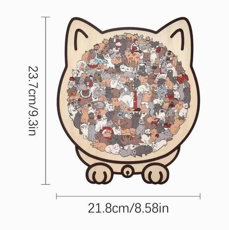 Wood 135 Pieces Cat Shaped Wooden Puzzle - Image 9