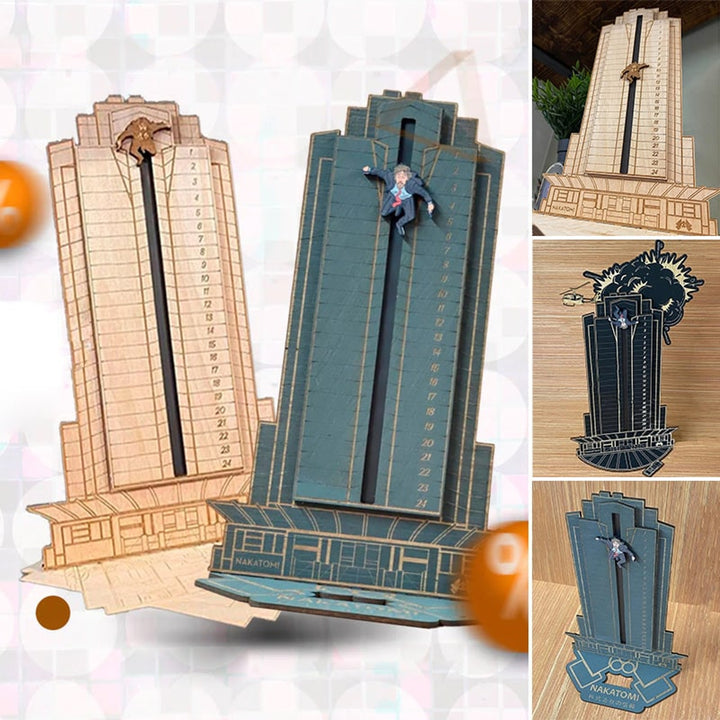 Wooden Advent Calendar Die Hard Nakatomi Plaza With Rotating Hans Gruber Figure - Image 1