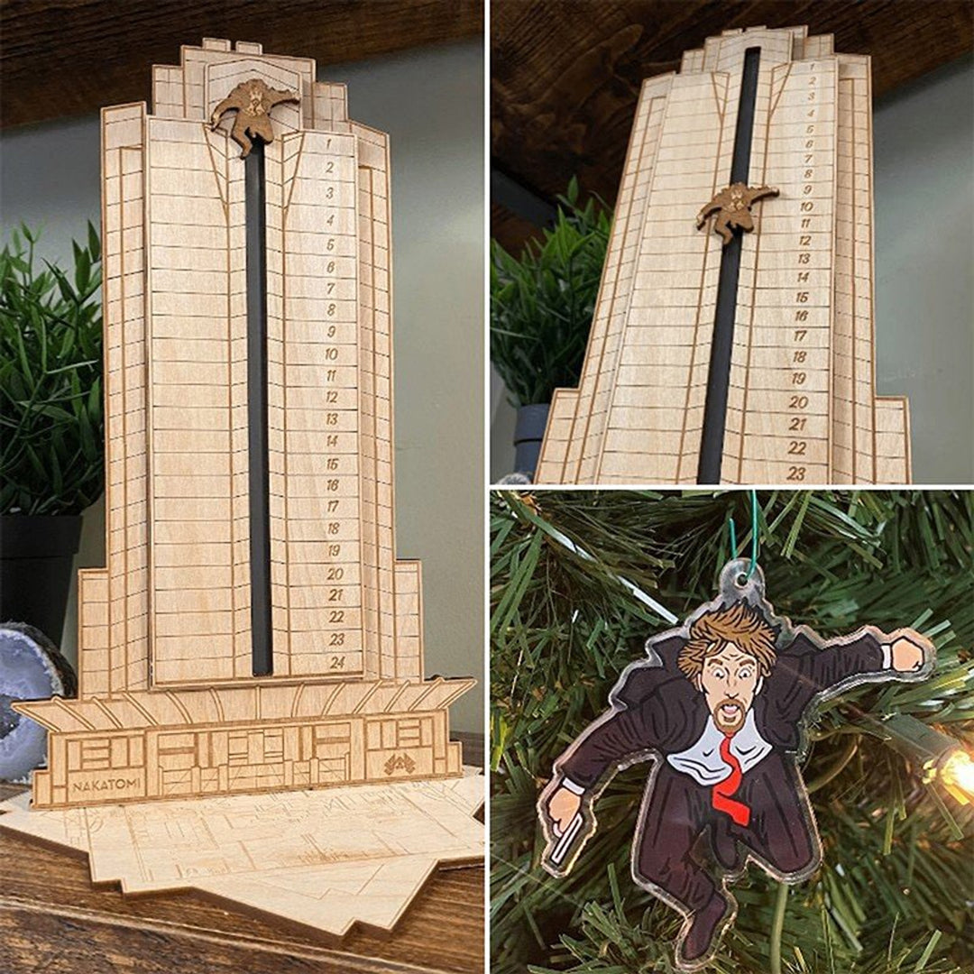 Wooden Advent Calendar Die Hard Nakatomi Plaza With Rotating Hans Gruber Figure - Image 2