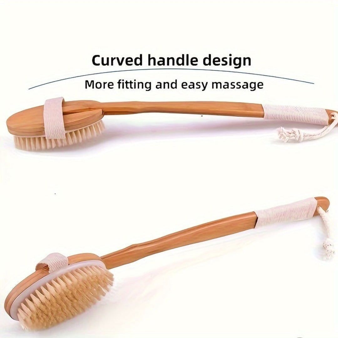 Wooden Bath Brush With Natural For Exfoliating Back Scrubber - Image 4
