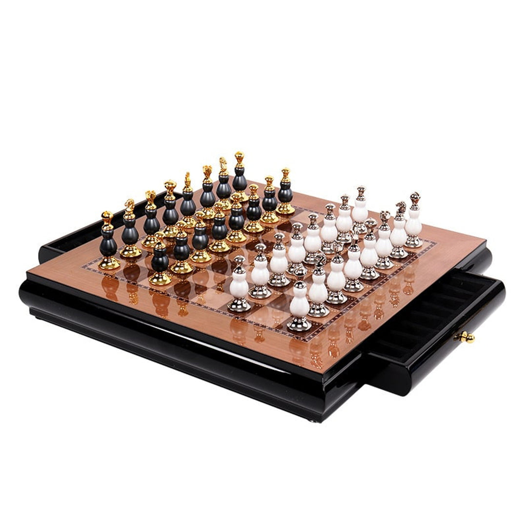 Wooden Chess Set With Zinc Alloy Hand-Painted Pieces - Image 3
