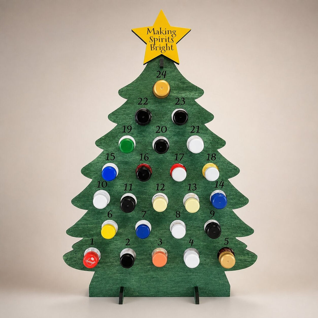 Wooden Christmas Tree Bottle Advent Calendar With 24 Compartments Freestanding Holiday Countdown Display - Image 4