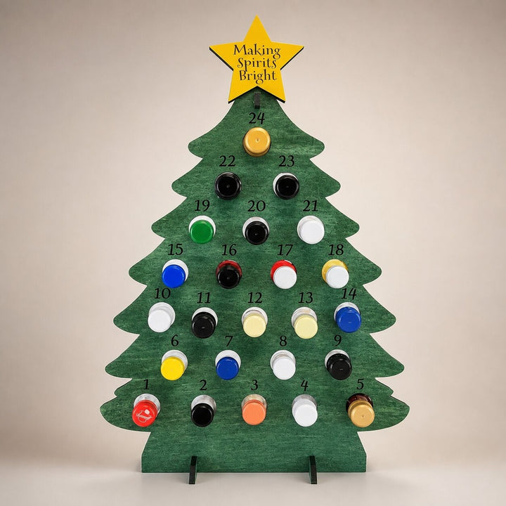 Wooden Christmas Tree Bottle Advent Calendar With 24 Compartments Freestanding Holiday Countdown Display - Image 4